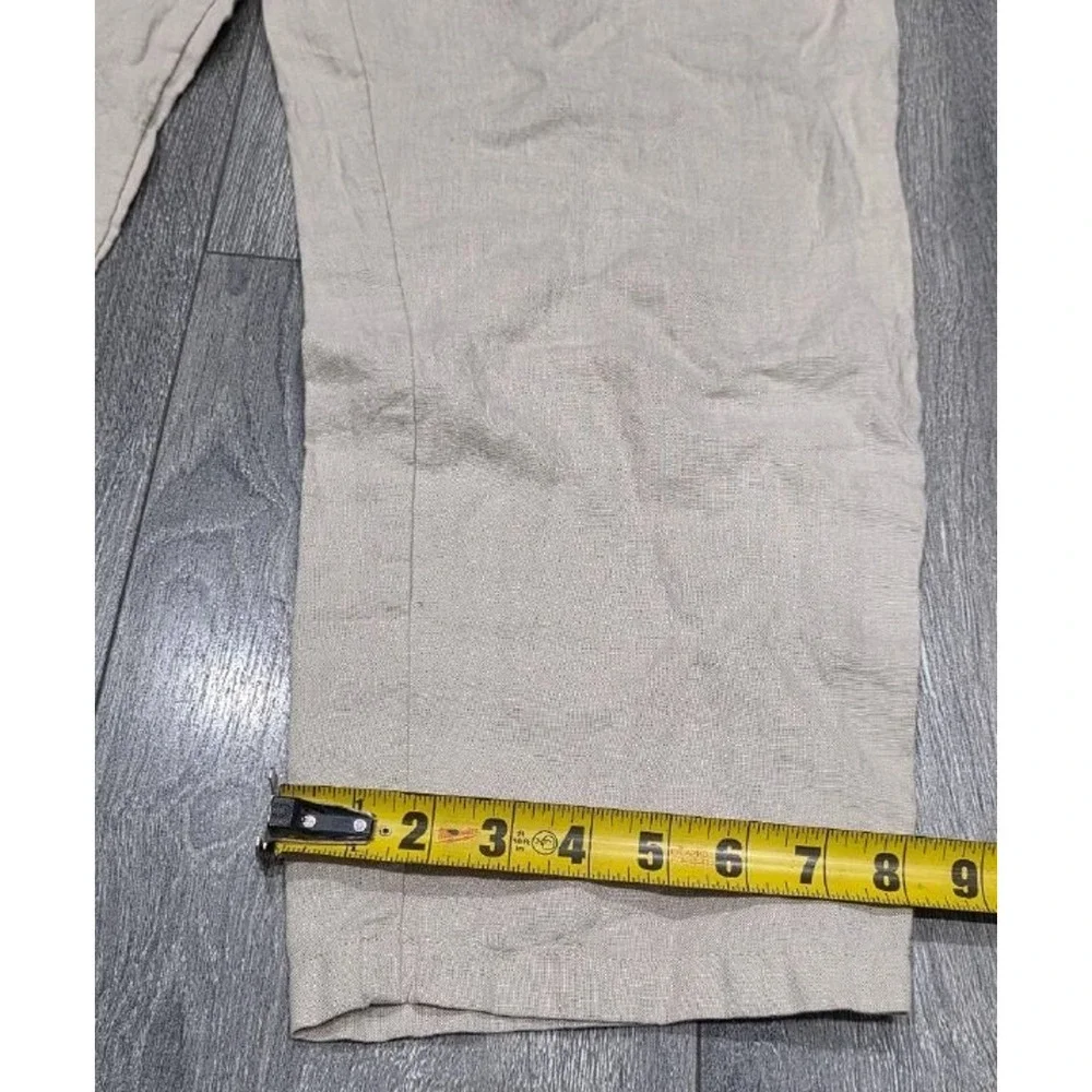Mango Drawstring Pure Linen Trousers pants pull on Y2K Beige XL A006495